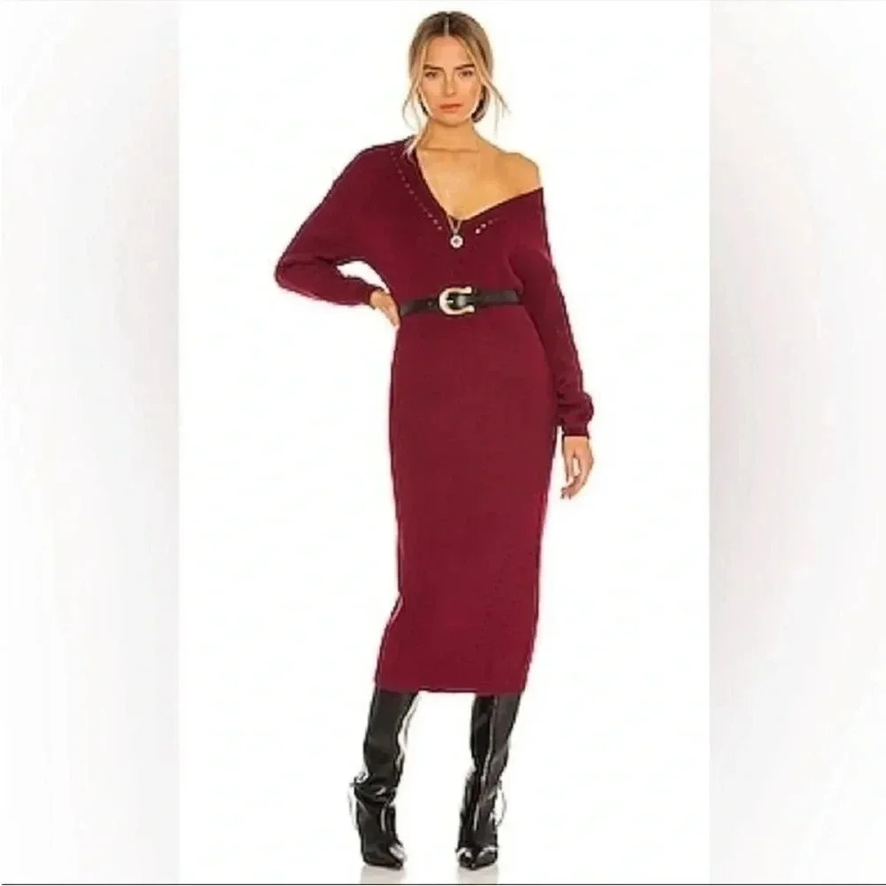 Lacademie Aurelie Maroon sweater dress